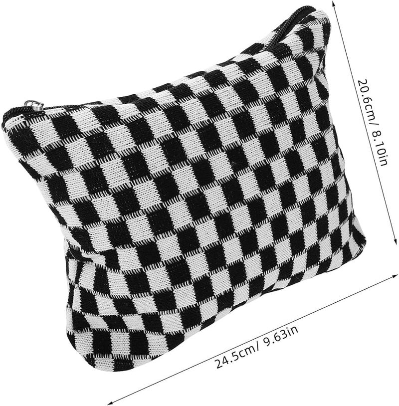 DECHOUS 2pcs Checkerboard Travel Toiletry Bag Large Capacity Cosmetic Organizer For Women Girls - Image 4